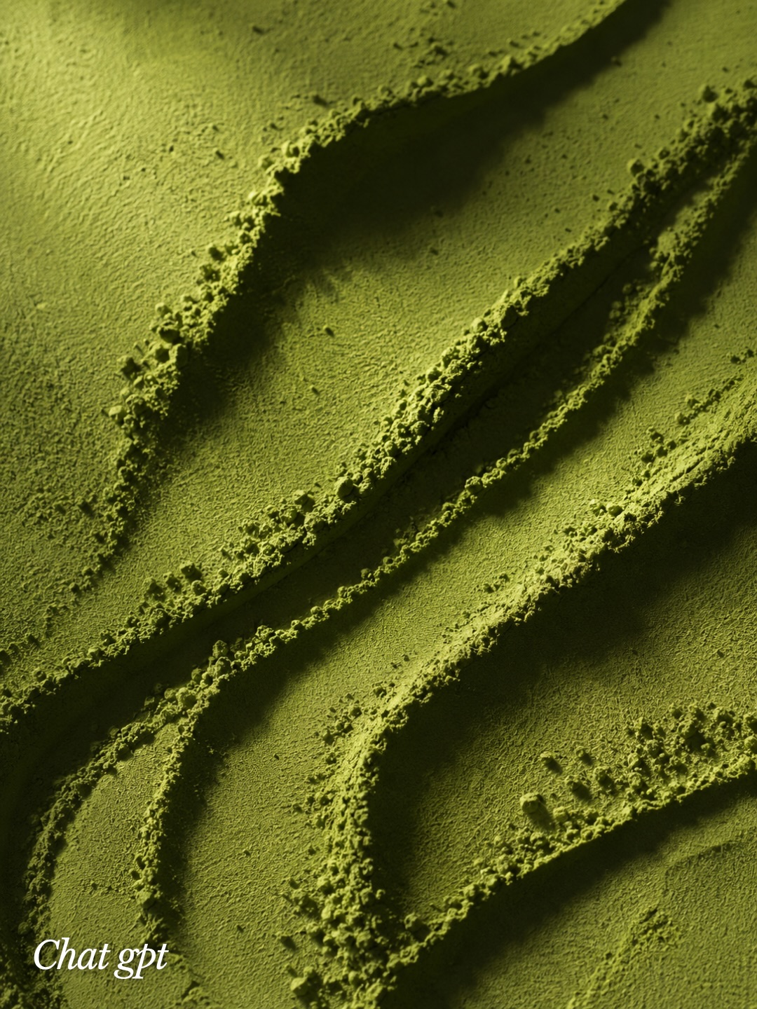 dearmooee 초고해상도 파인아트 에디토리얼 매크로 텍스처 사진. 화면 전체를 프리미엄 말차(Matcha) 파우더가 빈틈없이 가득