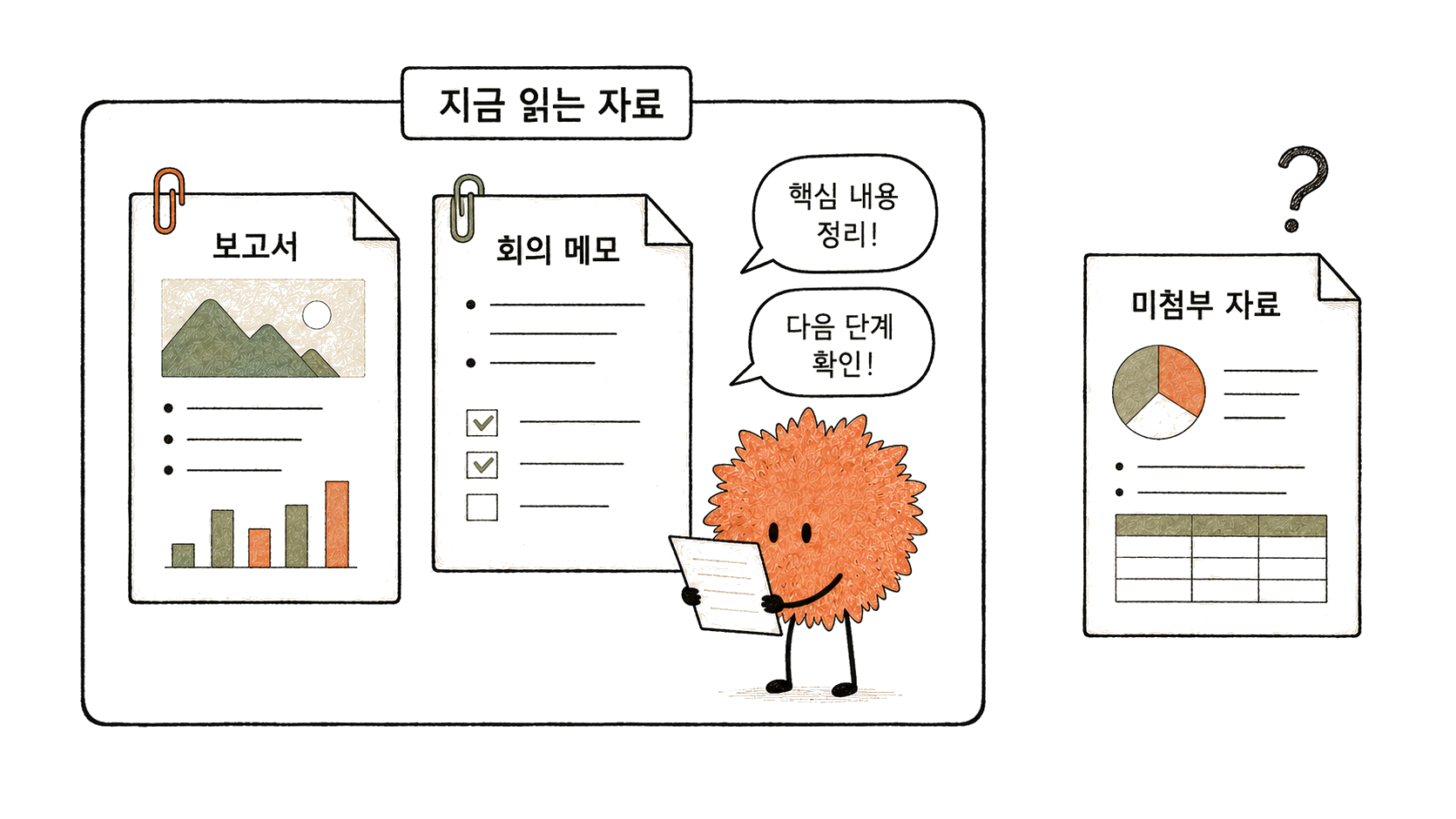 지금 읽는 자료와 아직 전달하지 않은 자료를 구분합니다.