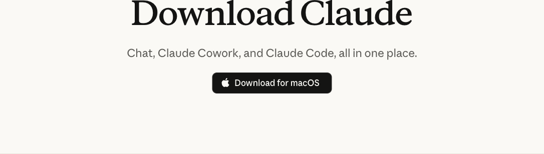 Claude 공식 다운로드 페이지에 macOS와 Windows용 데스크톱 앱 다운로드 버튼이 보이는 화면
