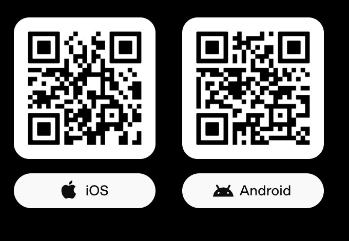 ChatGPT 공식 다운로드 페이지의 iOS와 Android QR 코드 및 버튼