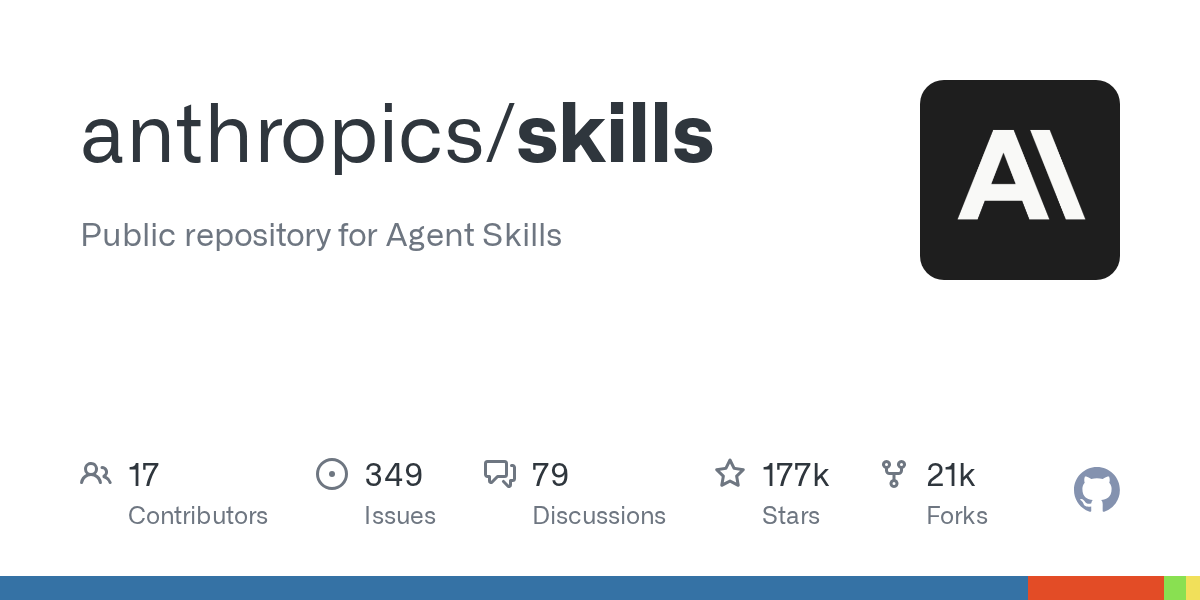 GitHub 저장소 anthropics/skills 소개 이미지