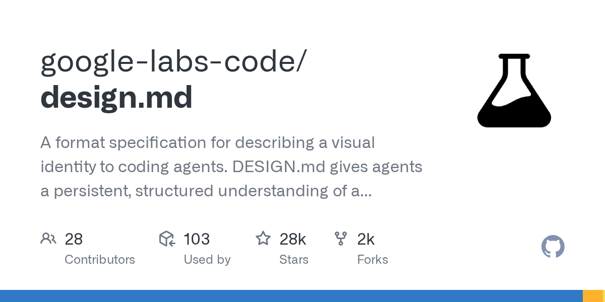 GitHub 저장소 google-labs-code/design.md 소개 이미지