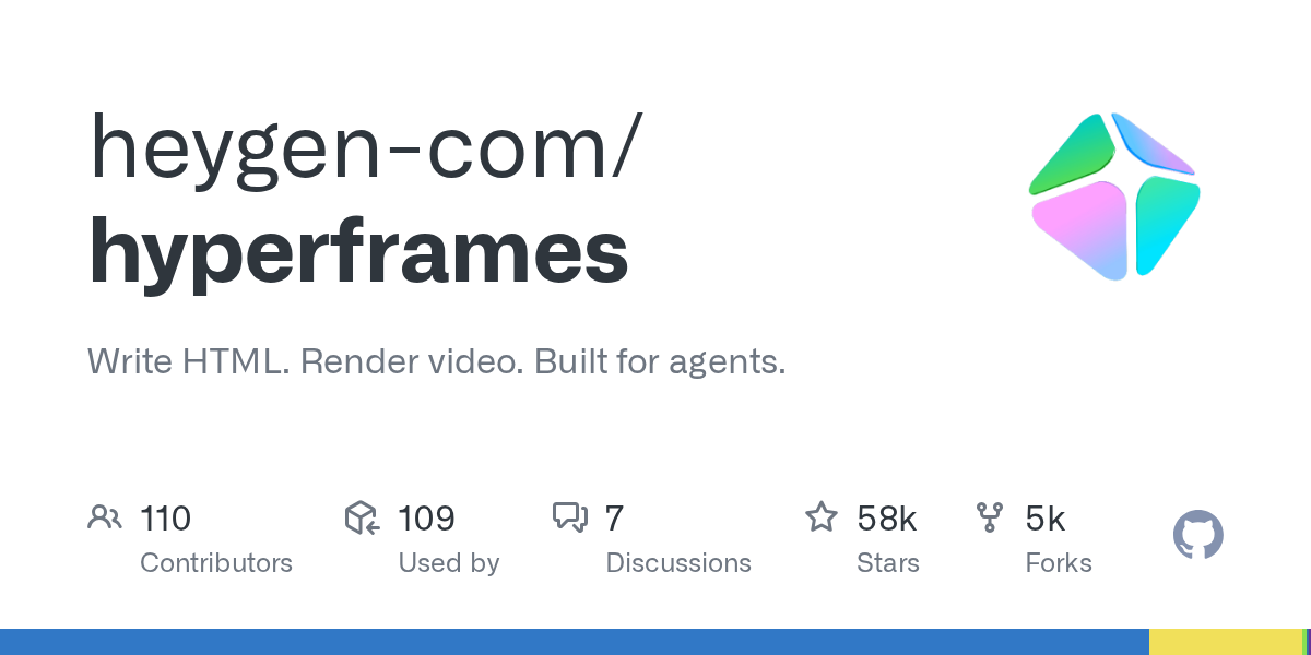 GitHub 저장소 heygen-com/hyperframes 소개 이미지