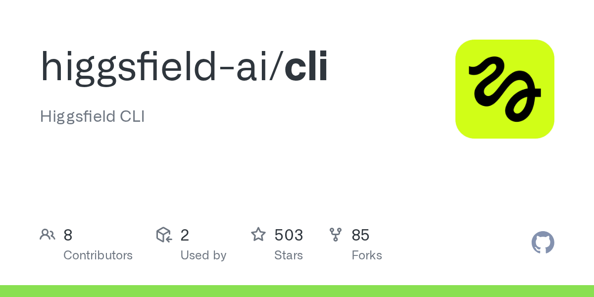 GitHub 저장소 higgsfield-ai/cli 소개 이미지