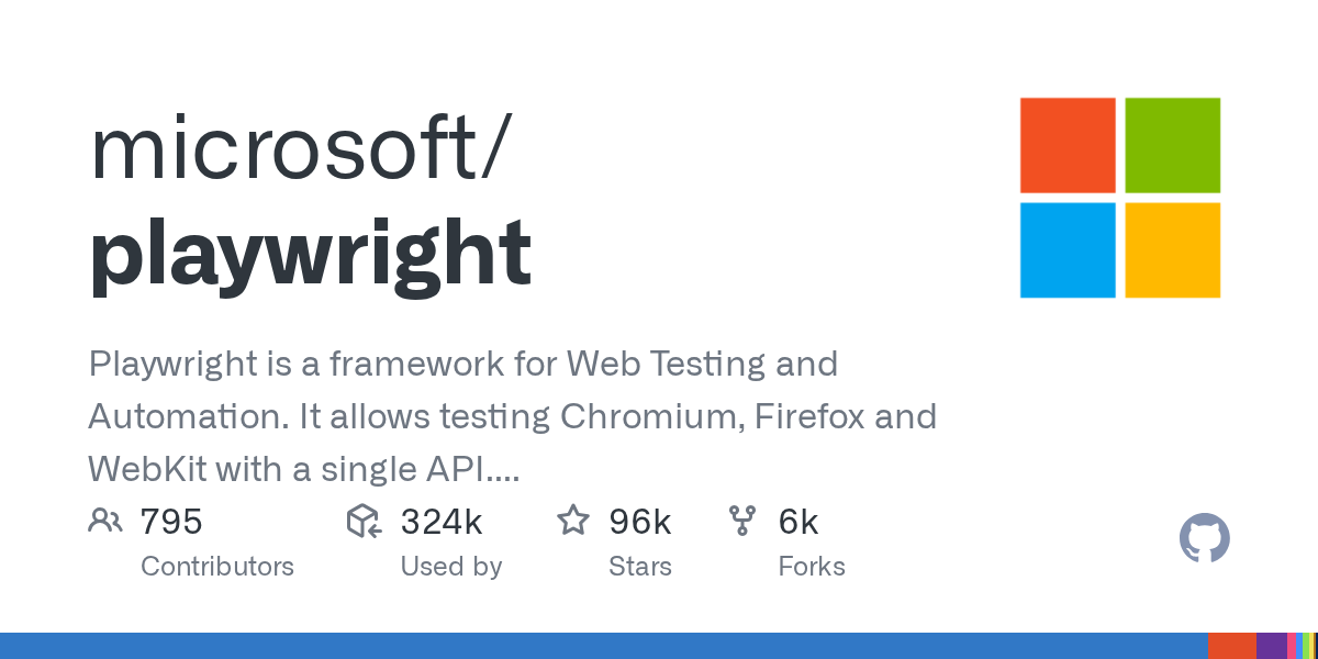 GitHub 저장소 microsoft/playwright 소개 이미지