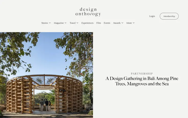 Design Anthology 사이트의 첫 화면. 아시아·태평양의 주거, 호텔과 상업 공간을 지역 맥락과 함께 봅니다.