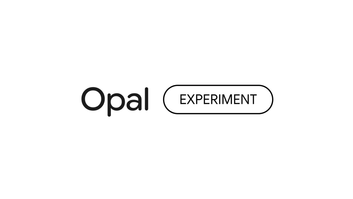 Google Opal 공식 대표 화면에 Opal 실험 도구 이름이 보입니다.