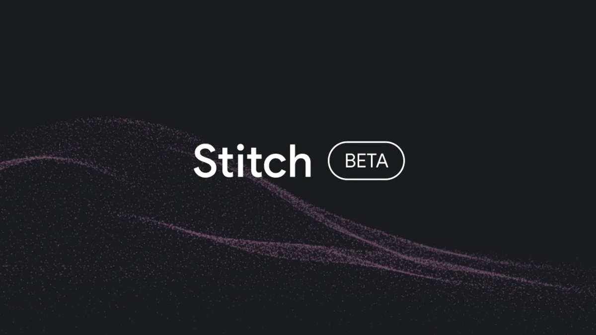 Google Stitch 공식 대표 화면에 Stitch 베타 이름과 그래픽이 보입니다.
